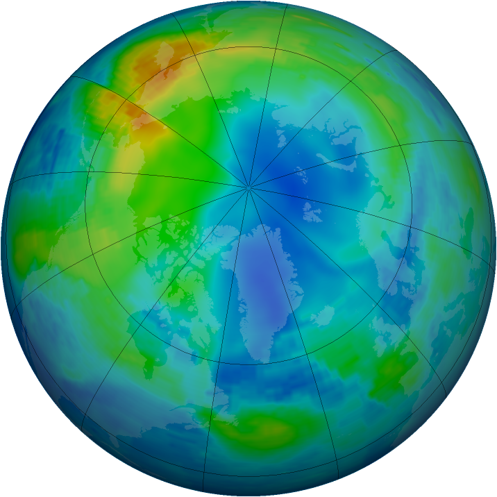Arctic ozone map for 09 November 1994